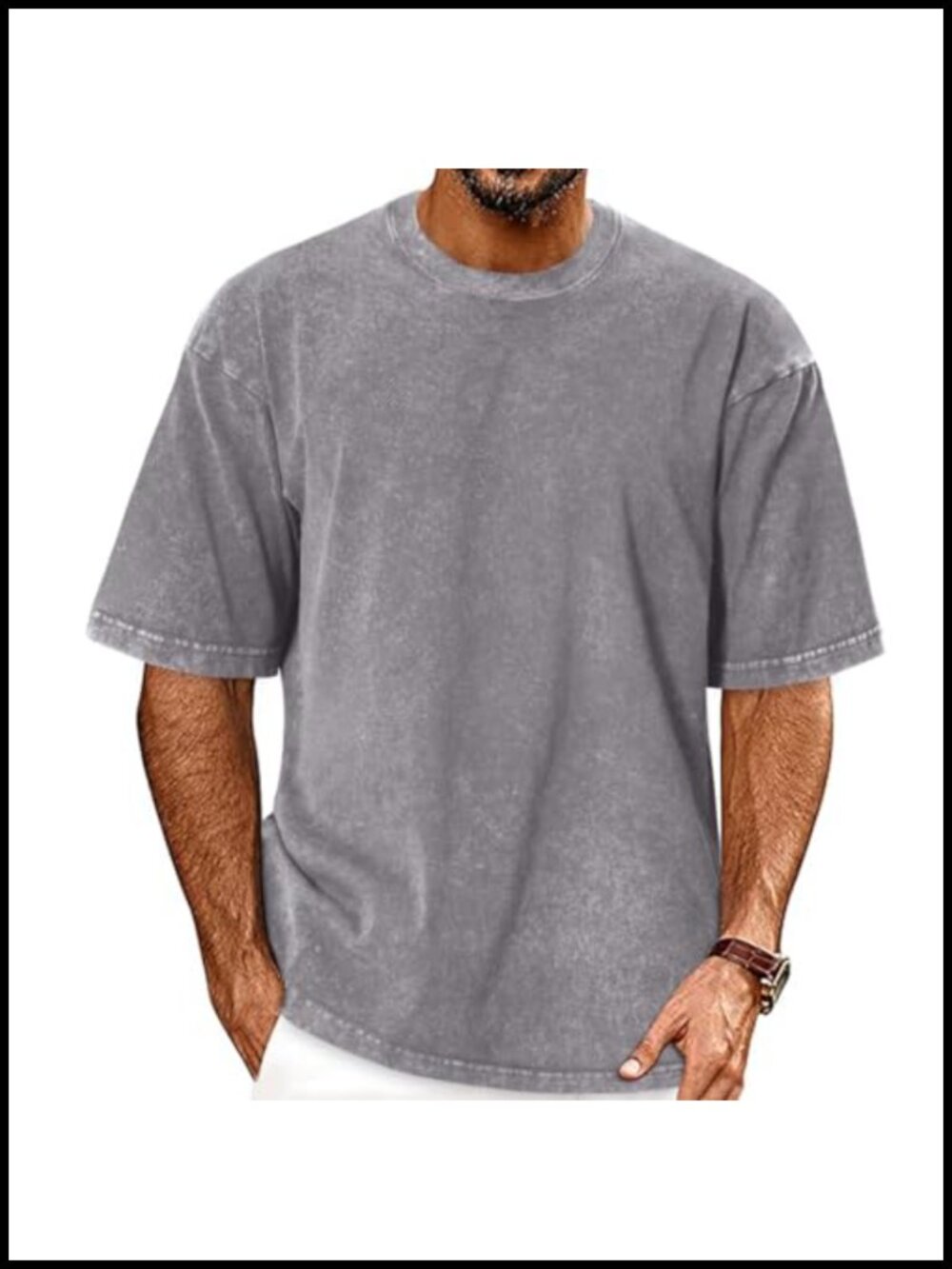 Oversized Men's T-Shirt Cotton Loose Fit Vintage Washed Tee Short Sleeve Casual